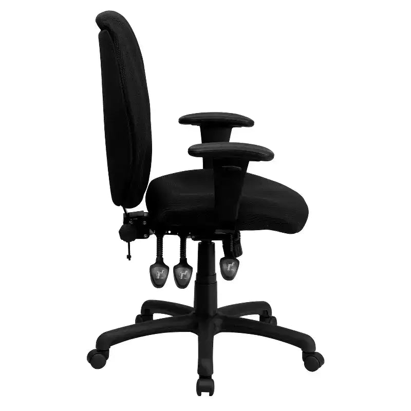 Sedia da ufficio girevole ergonomica con schienale alto e braccioli regolabili in tessuto Emma and Oliver a 3 leve