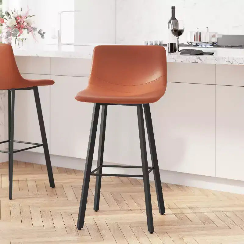 Set di 2 sgabelli moderni Merrick Lane con sedili avvolgenti e schienale basso e telai in ferro