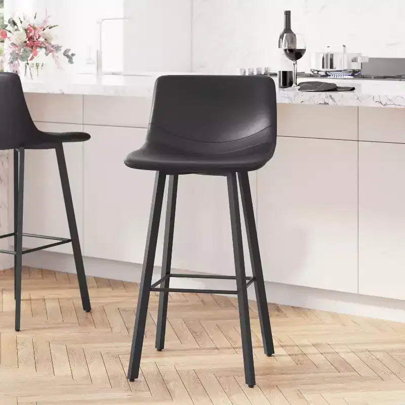 Set di 2 sgabelli moderni Merrick Lane con sedili avvolgenti e schienale basso e telai in ferro