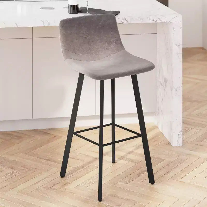 Set di 2 sgabelli moderni Merrick Lane con sedili avvolgenti e schienale basso e telai in ferro
