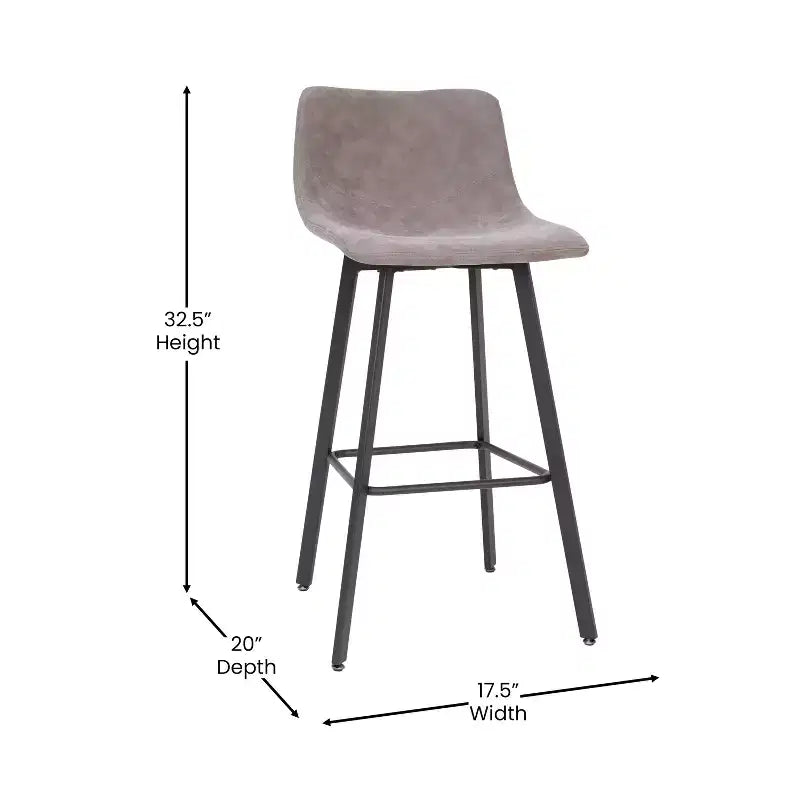 Set di 2 sgabelli moderni Merrick Lane con sedili avvolgenti e schienale basso e telai in ferro