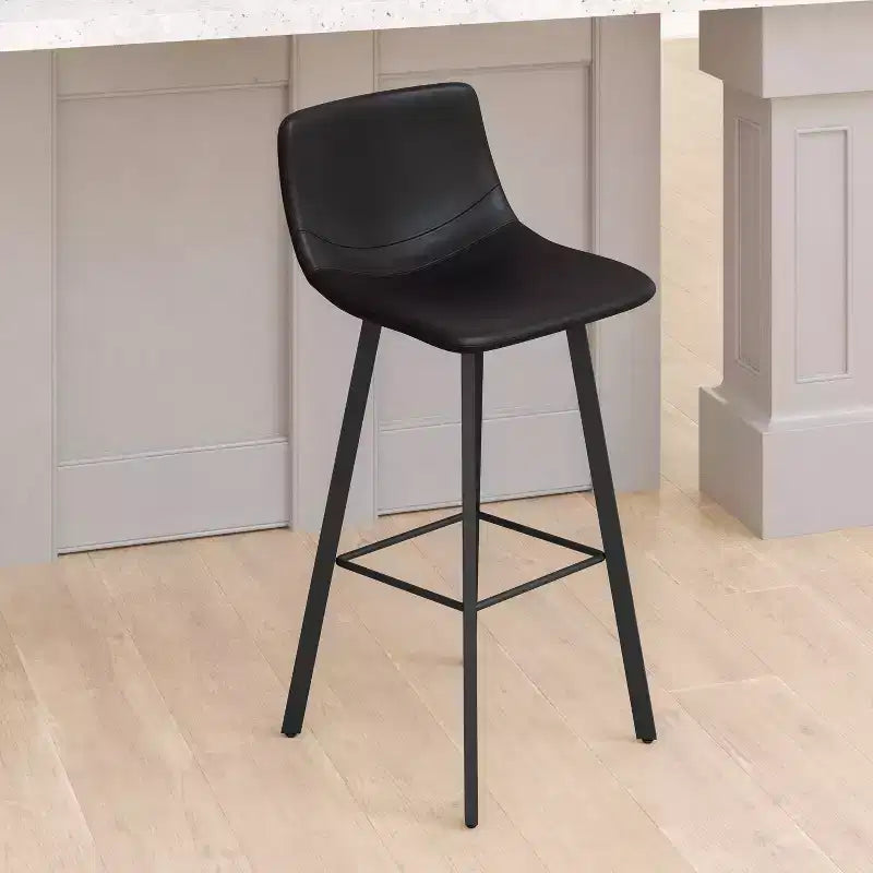 Emma e Oliver Set di Due Sgabelli da Bar Imbottiti Moderni da 76 cm, Struttura in Metallo Opaco e Piedini in Plastica