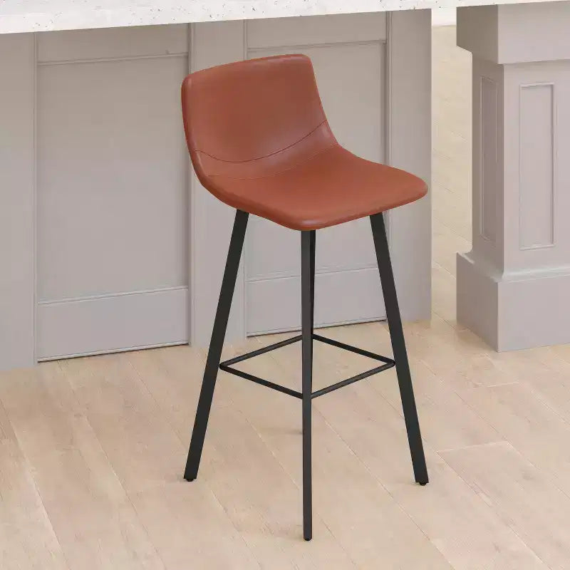 Emma e Oliver Set di Due Sgabelli da Bar Imbottiti Moderni da 76 cm, Struttura in Metallo Opaco e Piedini in Plastica