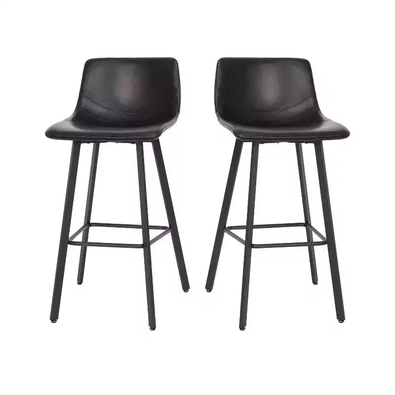 Emma e Oliver Set di Due Sgabelli da Bar Imbottiti Moderni da 76 cm, Struttura in Metallo Opaco e Piedini in Plastica