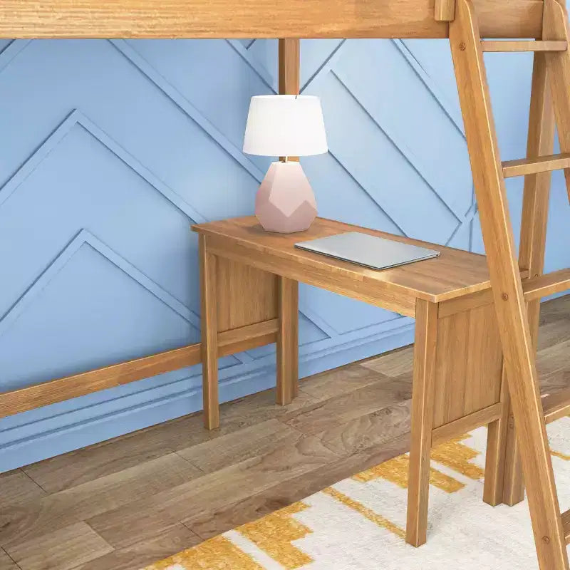 Letto a soppalco Max & Lily, Letto a soppalco alto singolo in legno massello con libreria e scrivania per bambini