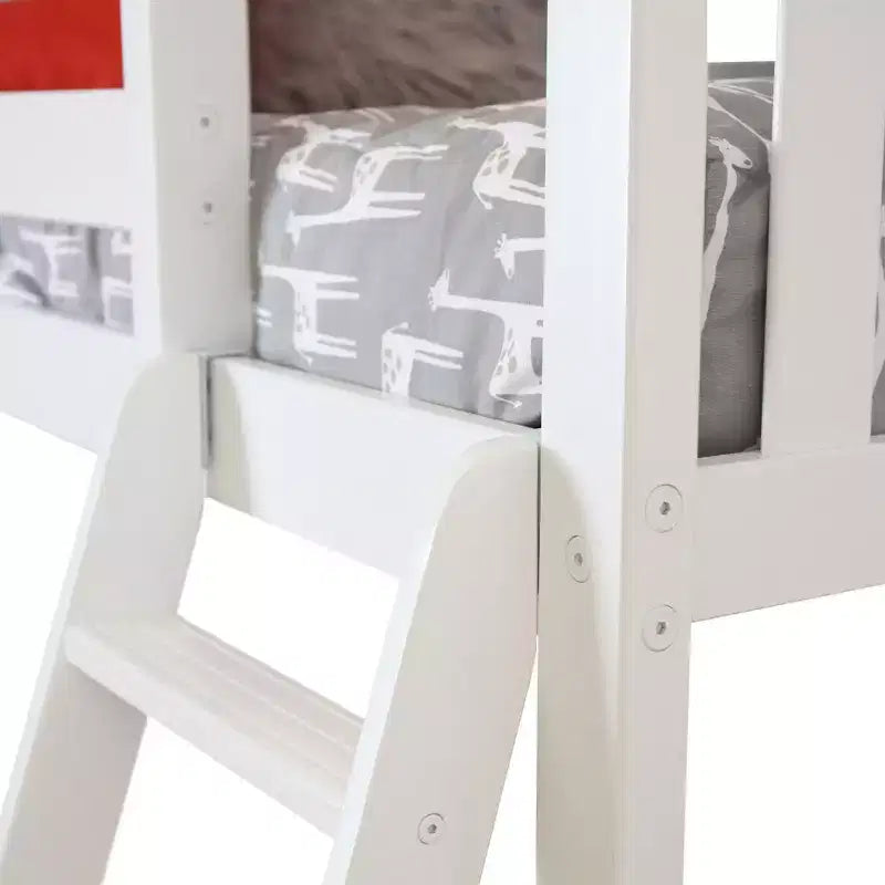 Letto a soppalco Max & Lily, Letto a soppalco alto singolo in legno massello con libreria e scrivania per bambini