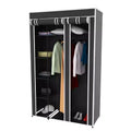 Portable Closet - Freestanding Covered Garment Rack Wardrobe with 5 Shelves for Hanging Clothes with Dust Cover and Metal Frame by Lavish Home (Black)