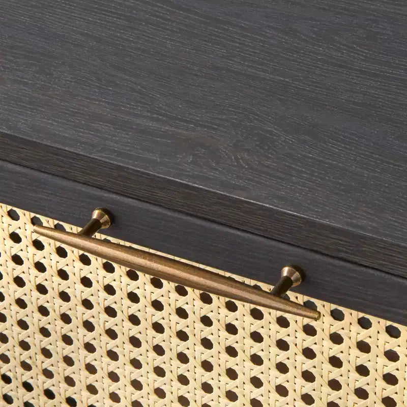 Comodino Andros con frontale del cassetto in finto rattan - Buylateral