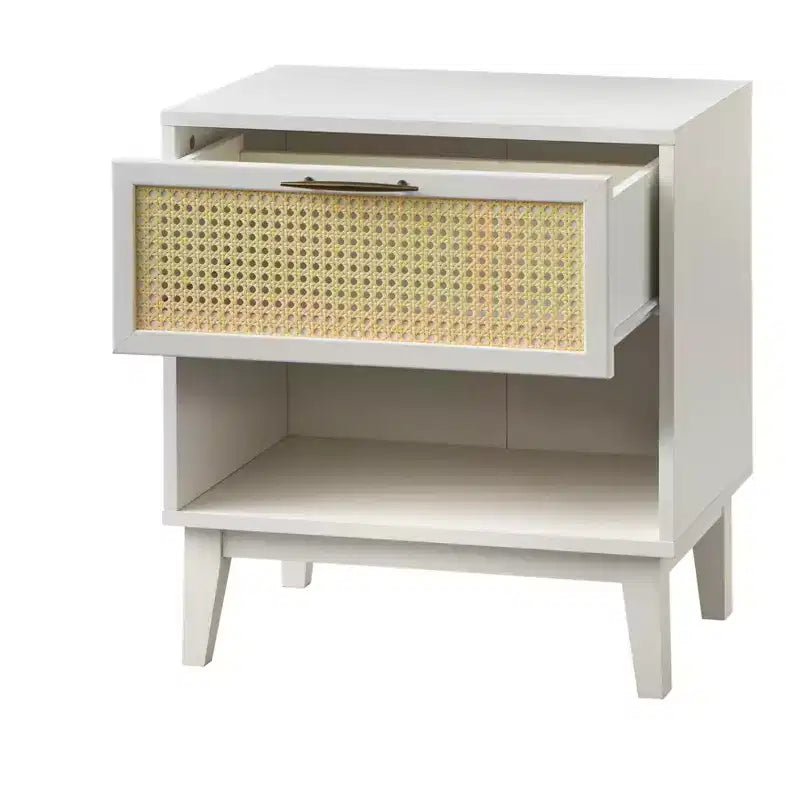 Comodino Andros con frontale del cassetto in finto rattan - Buylateral