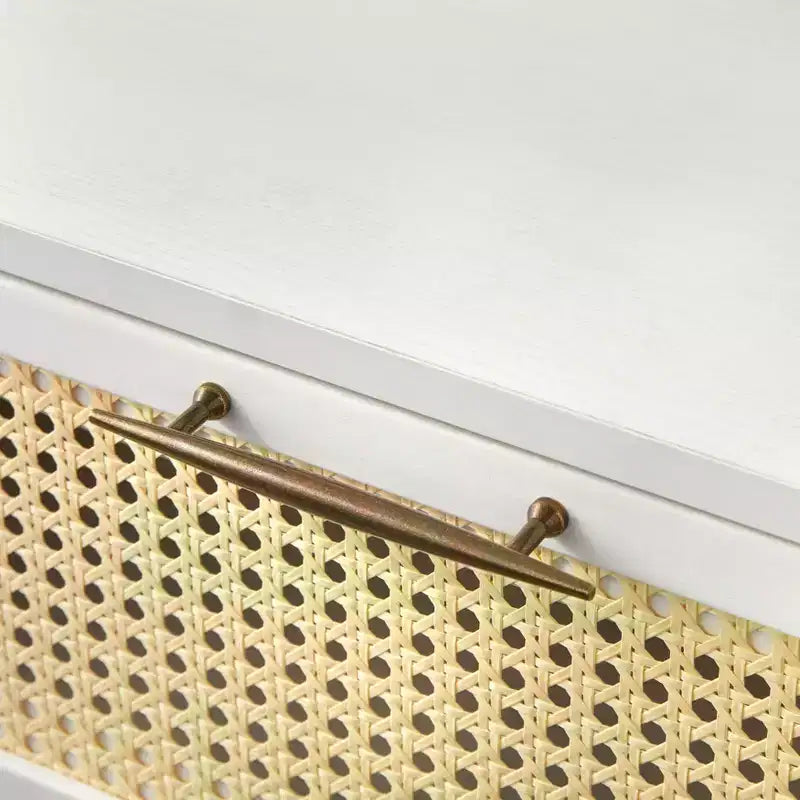 Comodino Andros con frontale del cassetto in finto rattan - Buylateral
