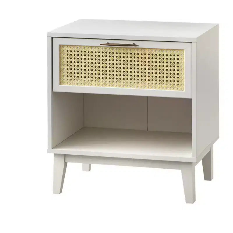 Comodino Andros con frontale del cassetto in finto rattan - Buylateral