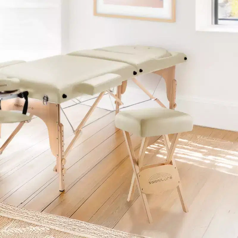 Sgabello per massaggi pieghevole in legno Saloniture con custodia per il trasporto