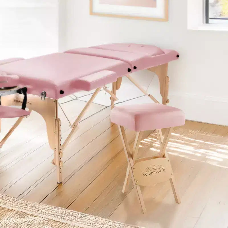 Sgabello per massaggi pieghevole in legno Saloniture con custodia per il trasporto