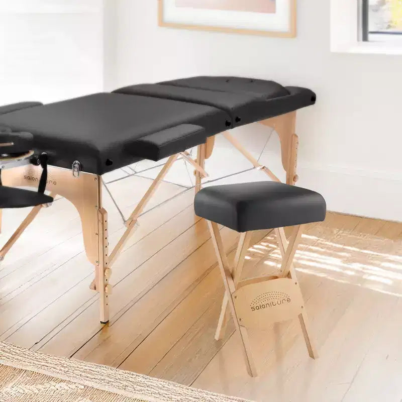 Sgabello per massaggi pieghevole in legno Saloniture con custodia per il trasporto