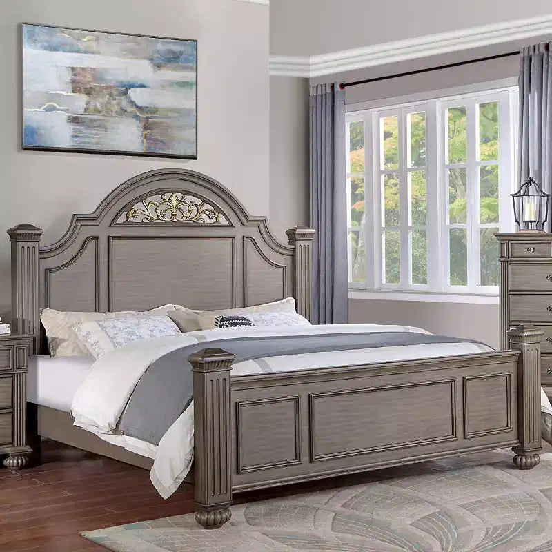 Set letto tradizionale Pennings 3 pz con 2 comodini grigi - HOMES: Inside + Out