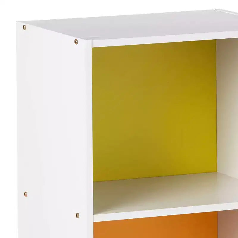 Hodedah Import Scaffale a 4 Ripiani 30 P x 40 L x 119 A cm Soluzione Organizzativa per Soggiorno, Camera da Letto o Ufficio, Bianco e Arcobaleno