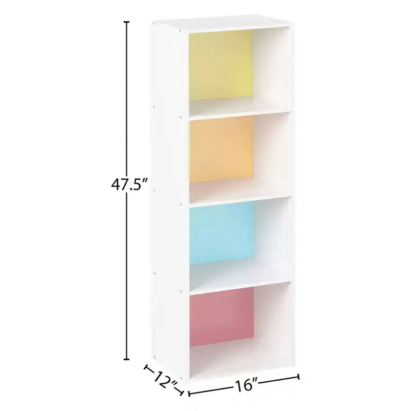 Hodedah Import Scaffale a 4 Ripiani 30 P x 40 L x 119 A cm Soluzione Organizzativa per Soggiorno, Camera da Letto o Ufficio, Bianco e Arcobaleno