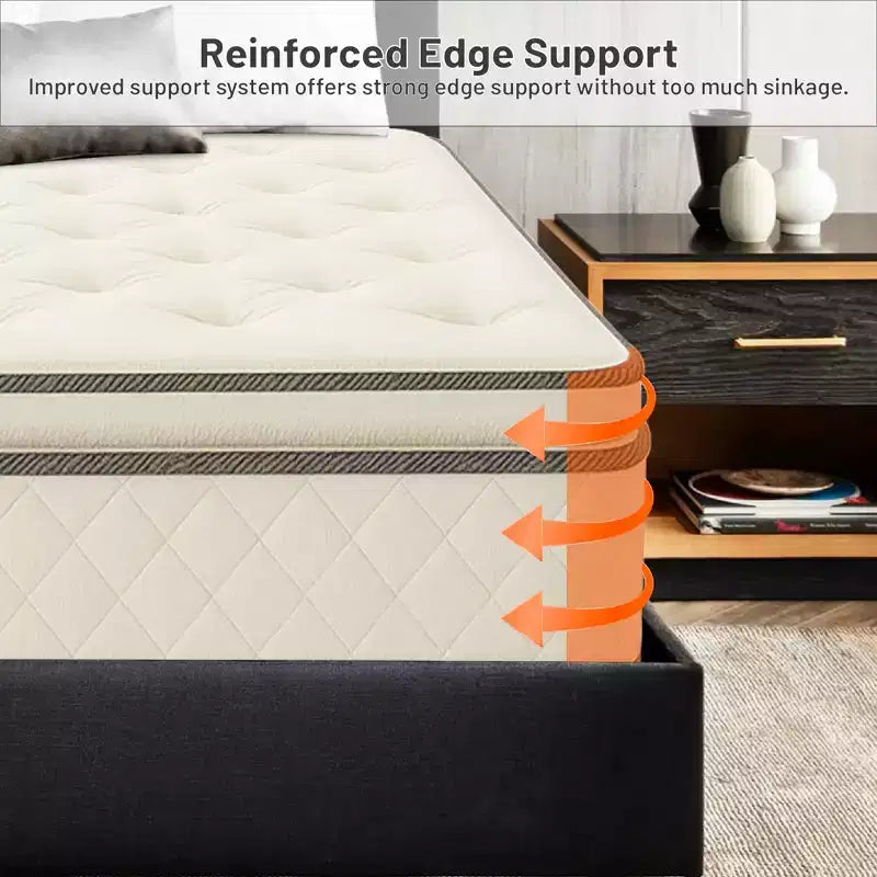 Continental Sleep, Materasso Ibrido a Lato Singolo Pillow Top da 9 Pollici Medio Rigido, Compatibile con Letto Regolabile