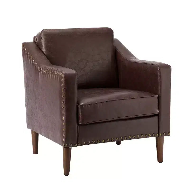 Poltrona Bonita in Pelle Vegana Transizionale con Cuscino Seduta Sfoderabile e Borchie | ART OF LIVING DESIGNS