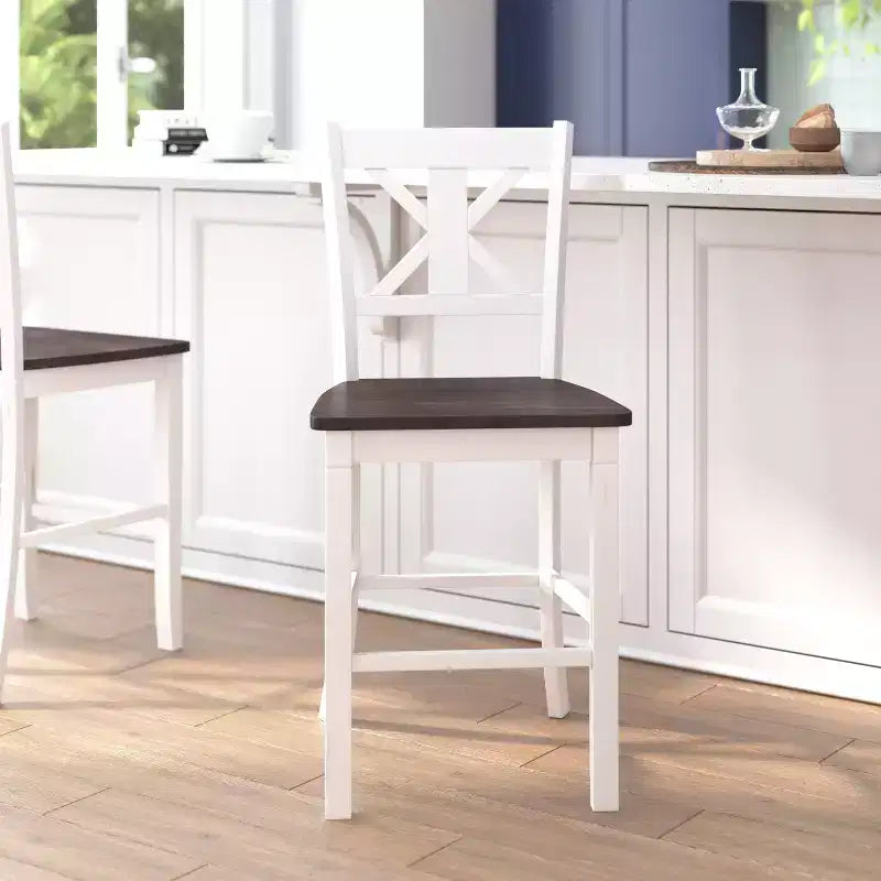 Flash Furniture Gwendolyn Set di 2 Sgabelli da Bar Moderni in Legno Massello di Grado Commerciale Stile Fattoria Altezza Bancone