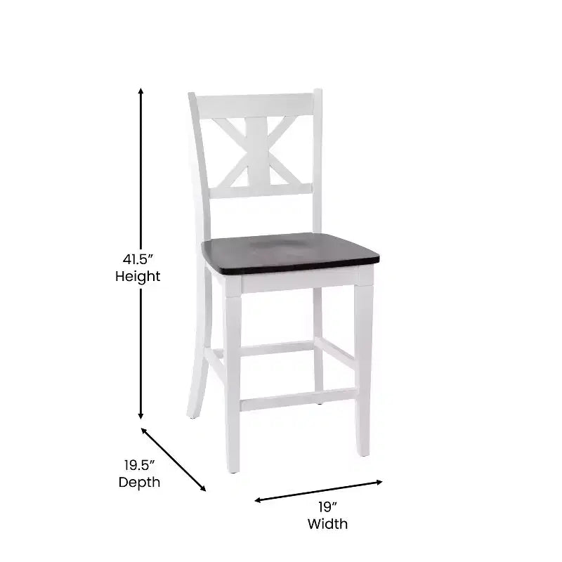 Flash Furniture Gwendolyn Set di 2 Sgabelli da Bar Moderni in Legno Massello di Grado Commerciale Stile Fattoria Altezza Bancone