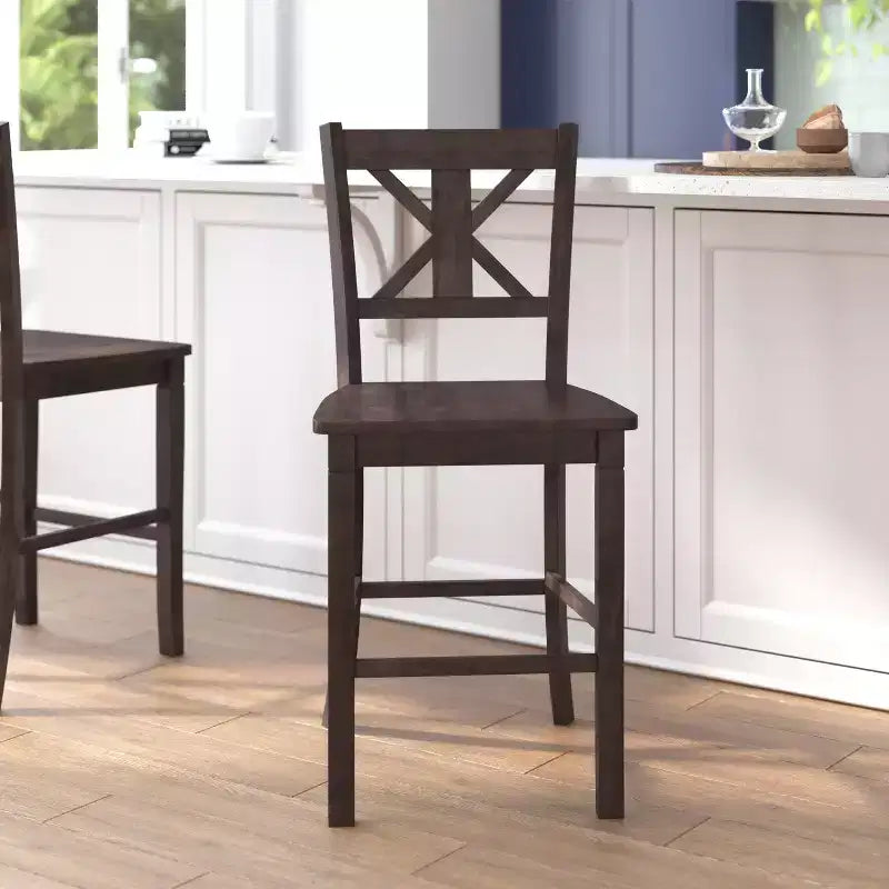Flash Furniture Gwendolyn Set di 2 Sgabelli da Bar Moderni in Legno Massello di Grado Commerciale Stile Fattoria Altezza Bancone