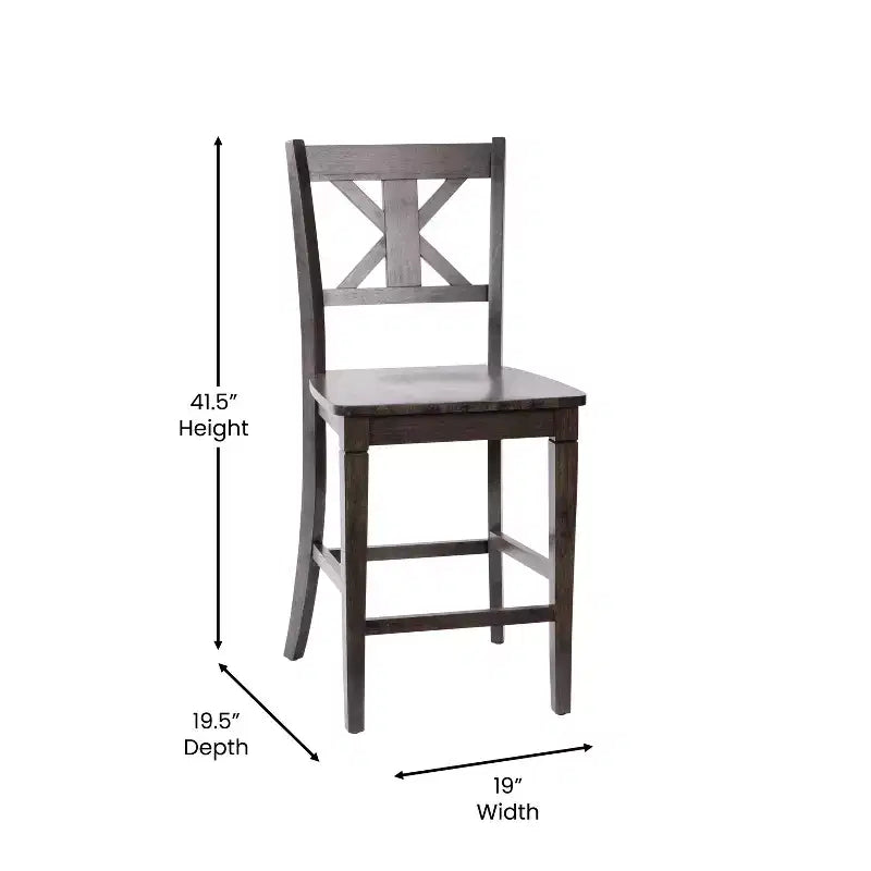 Flash Furniture Gwendolyn Set di 2 Sgabelli da Bar Moderni in Legno Massello di Grado Commerciale Stile Fattoria Altezza Bancone