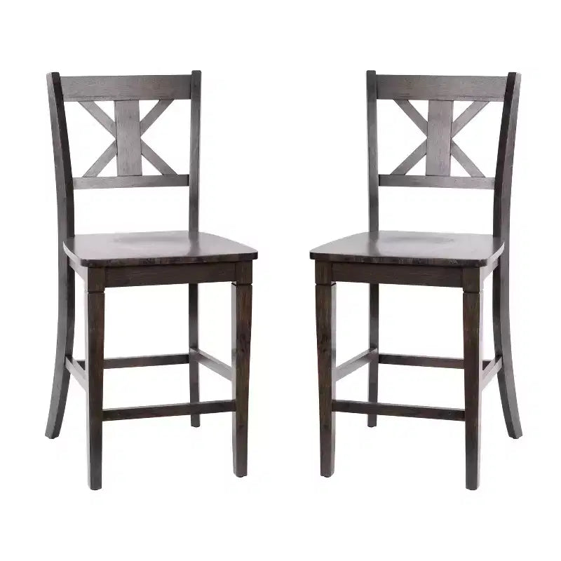 Flash Furniture Gwendolyn Set di 2 Sgabelli da Bar Moderni in Legno Massello di Grado Commerciale Stile Fattoria Altezza Bancone