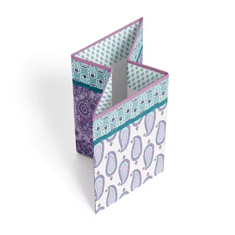 Bacati - Cesto portabiancheria pieghevole Isabella Paisley Aqua/Lilla/Viola