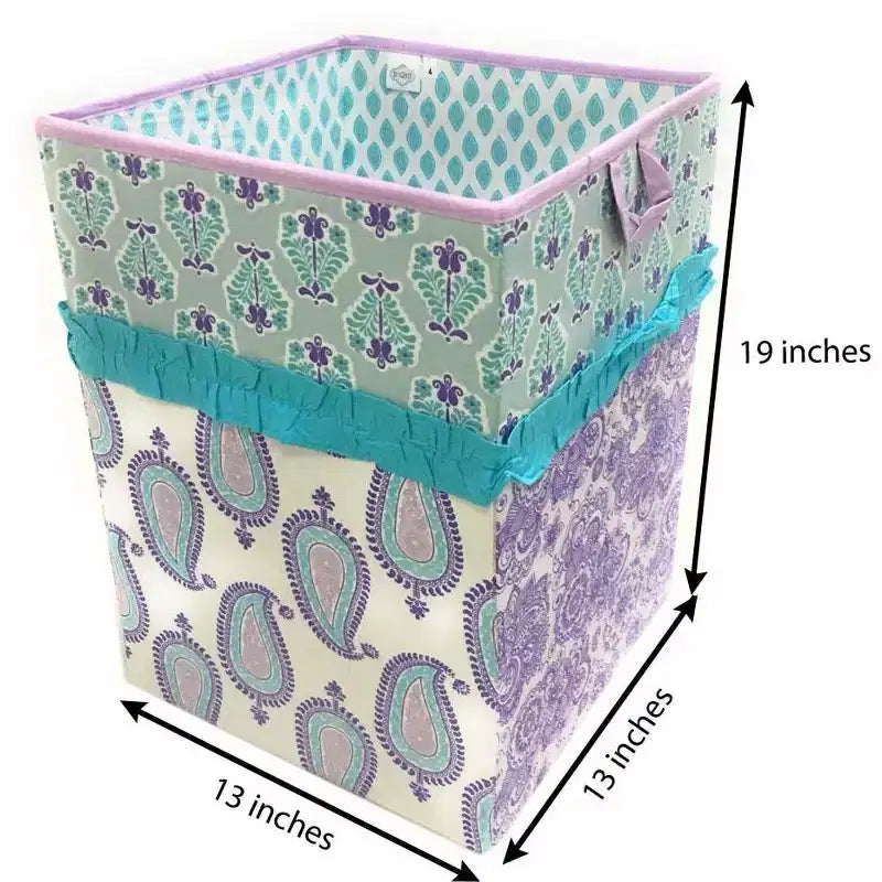Bacati - Cesto portabiancheria pieghevole Isabella Paisley Aqua/Lilla/Viola