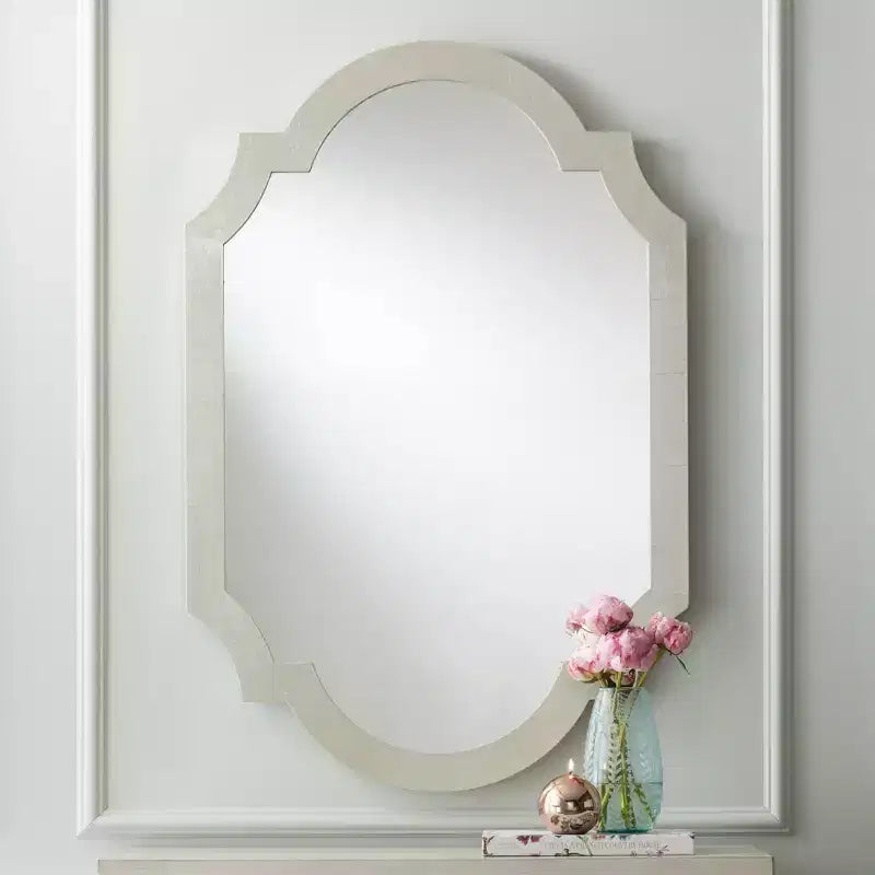 Noble Park Arch Specchio Decorativo da Parete Rettangolare Moderno Glam, Cornice in Legno Effetto Foglia Argento Lucido, Larghezza 28", per Bagno, Camera da Letto, Soggiorno, Casa