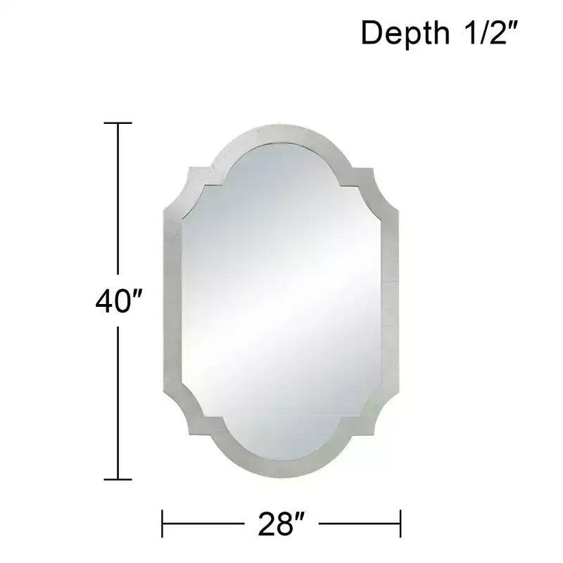 Noble Park Arch Specchio Decorativo da Parete Rettangolare Moderno Glam, Cornice in Legno Effetto Foglia Argento Lucido, Larghezza 28", per Bagno, Camera da Letto, Soggiorno, Casa