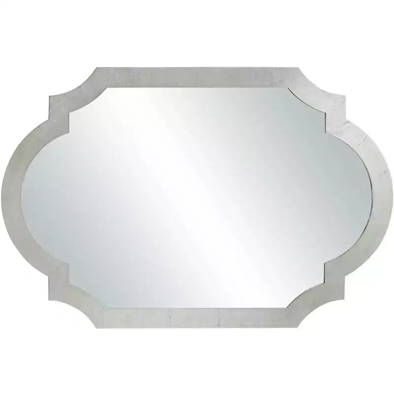 Noble Park Arch Specchio Decorativo da Parete Rettangolare Moderno Glam, Cornice in Legno Effetto Foglia Argento Lucido, Larghezza 28", per Bagno, Camera da Letto, Soggiorno, Casa