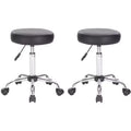 Legacy Decor Set of 2 Black Adjustable Height Pneumatic Round Roller Stool with Chrome Base
