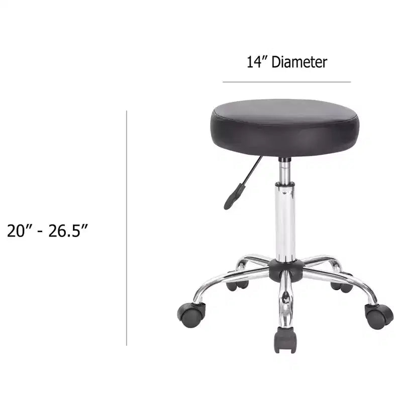 Set di 2 sgabelli Legacy Decor, neri, rotondi, con rotelle, regolabili in altezza pneumaticamente, con base cromata