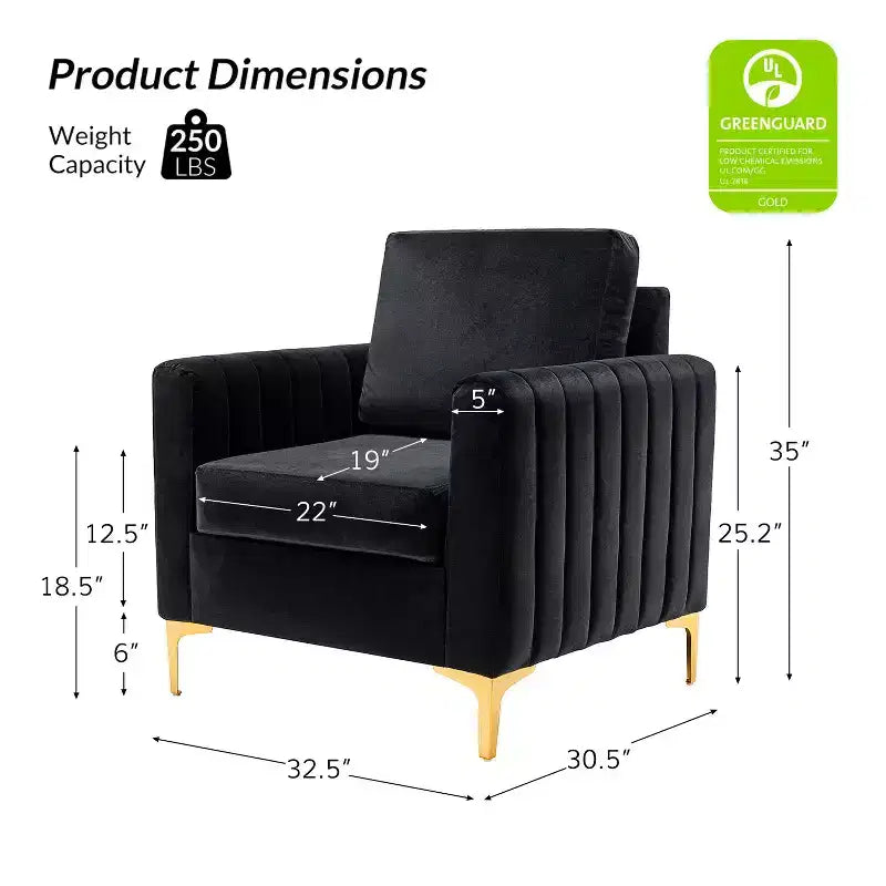 Set di 2 Poltrone Club Imbottite Moderne Iapygia con Piedini in Metallo per Camera da Letto | ART OF LIVING DESIGNS