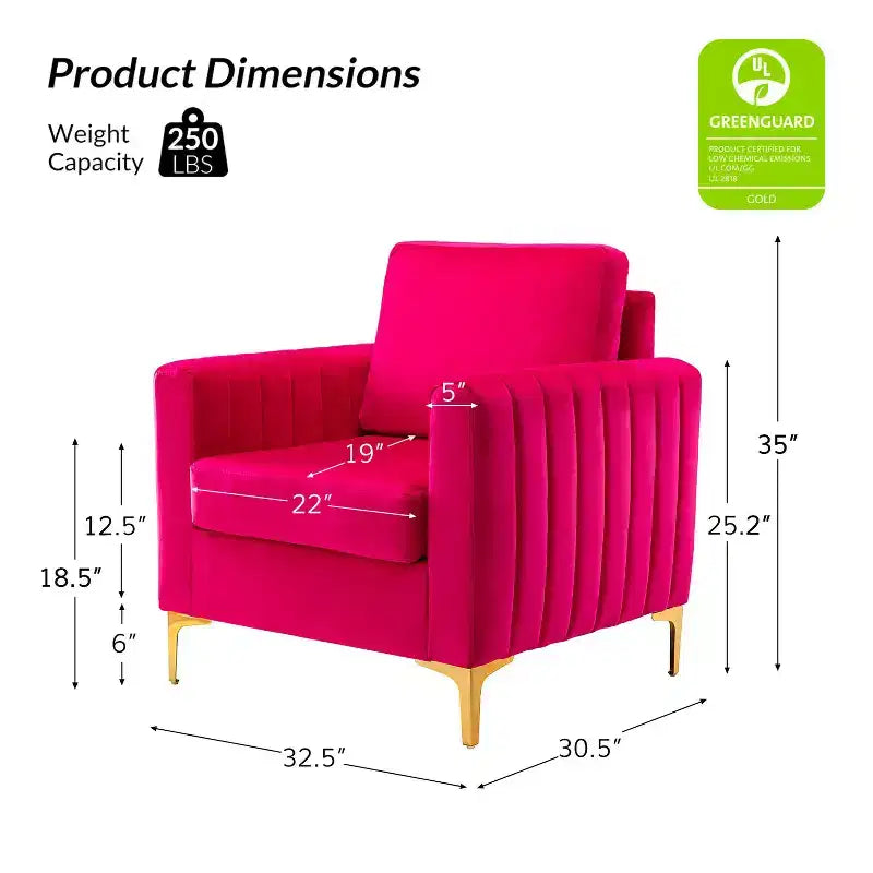 Set di 2 Poltrone Club Imbottite Moderne Iapygia con Piedini in Metallo per Camera da Letto | ART OF LIVING DESIGNS
