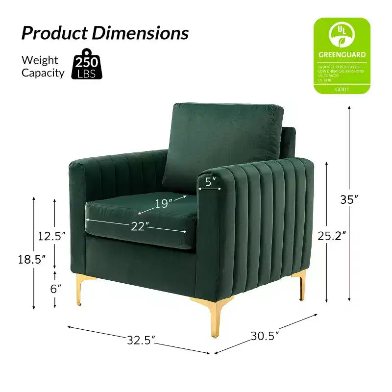Set di 2 Poltrone Club Imbottite Moderne Iapygia con Piedini in Metallo per Camera da Letto | ART OF LIVING DESIGNS