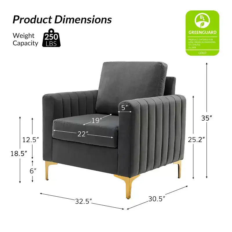 Set di 2 Poltrone Club Imbottite Moderne Iapygia con Piedini in Metallo per Camera da Letto | ART OF LIVING DESIGNS