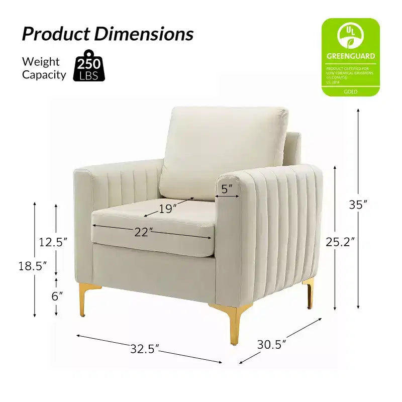 Set di 2 Poltrone Club Imbottite Moderne Iapygia con Piedini in Metallo per Camera da Letto | ART OF LIVING DESIGNS