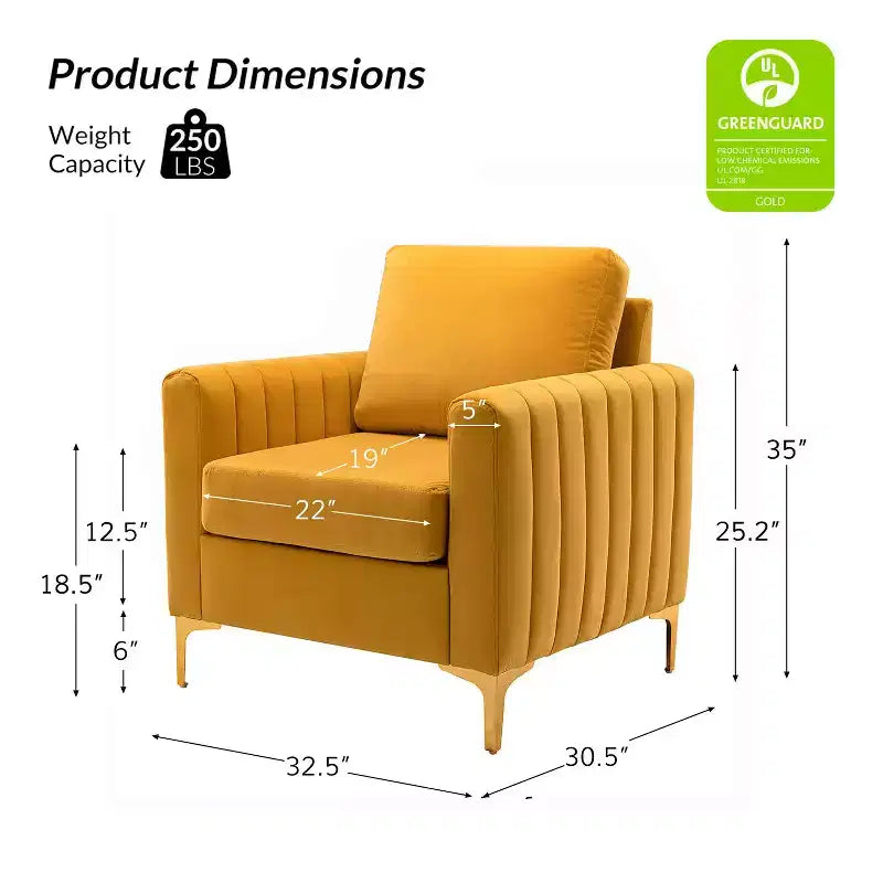 Set di 2 Poltrone Club Imbottite Moderne Iapygia con Piedini in Metallo per Camera da Letto | ART OF LIVING DESIGNS