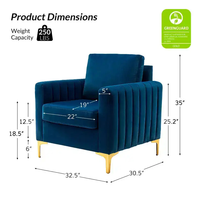 Set di 2 Poltrone Club Imbottite Moderne Iapygia con Piedini in Metallo per Camera da Letto | ART OF LIVING DESIGNS