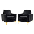 Set di 2 Poltrone Club Imbottite Moderne Iapygia con Piedini in Metallo per Camera da Letto | ART OF LIVING DESIGNS