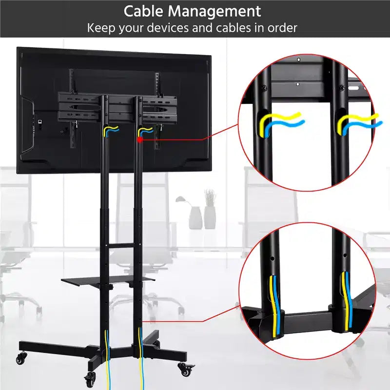Supporto TV mobile moderno regolabile Yaheetech, carrello TV nero