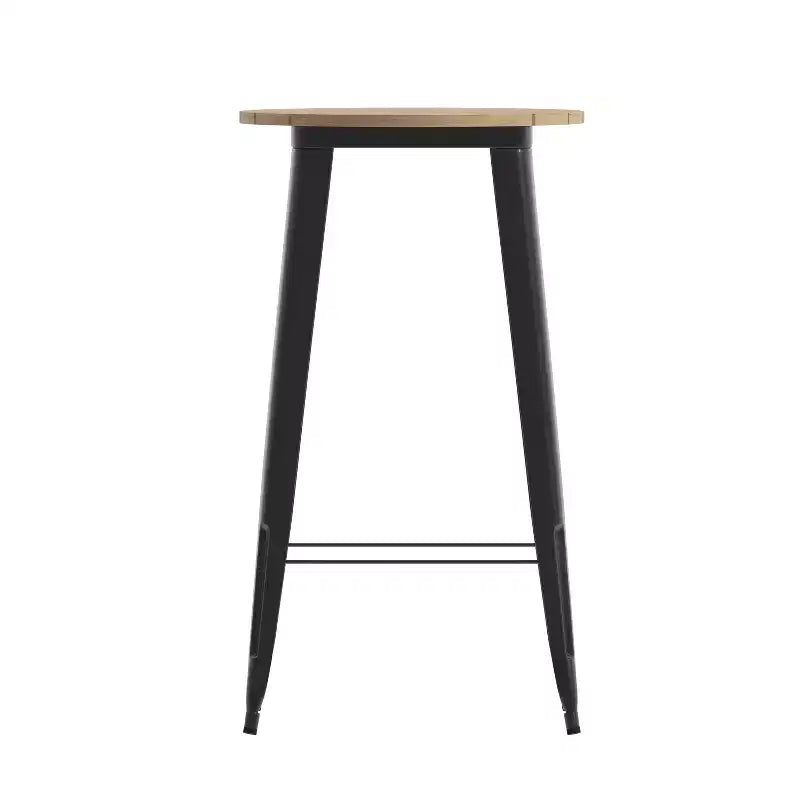 Tavolo alto da bar per interni/esterni Emma e Oliver, rotondo da 23,75 con piano in poliresina per tutte le stagioni e base in acciaio