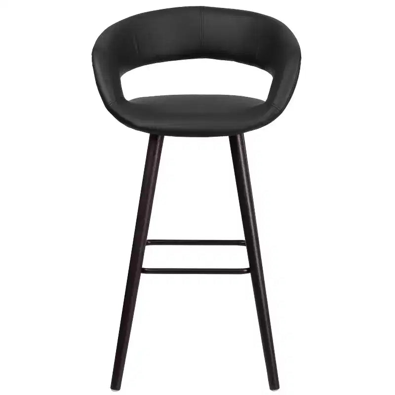 Emma and Oliver Set di 2 Sgabelli da Bar Contemporanei Alti 73,6 cm in Vinile con Struttura in Legno Color Cappuccino