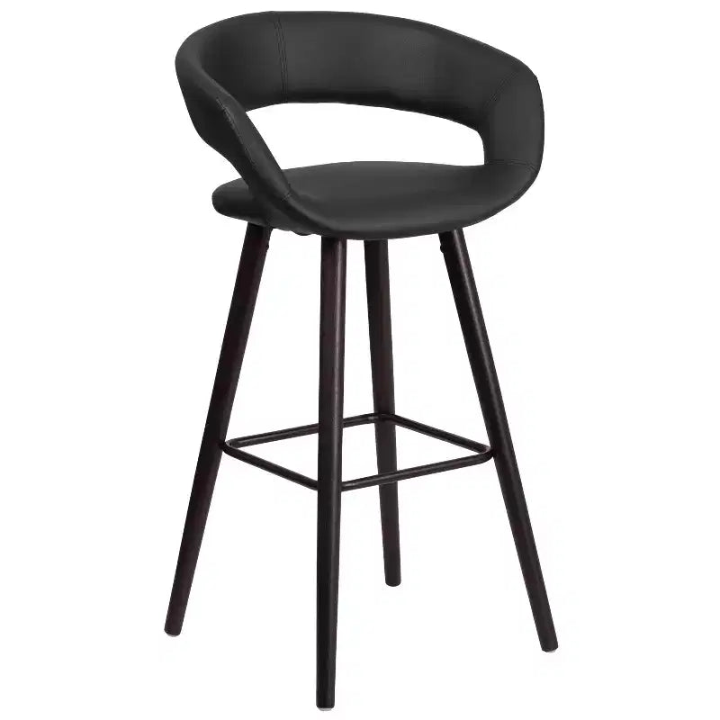 Emma and Oliver Set di 2 Sgabelli da Bar Contemporanei Alti 73,6 cm in Vinile con Struttura in Legno Color Cappuccino