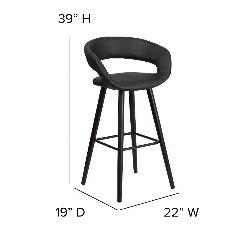 Emma and Oliver Set di 2 Sgabelli da Bar Contemporanei Alti 73,6 cm in Vinile con Struttura in Legno Color Cappuccino