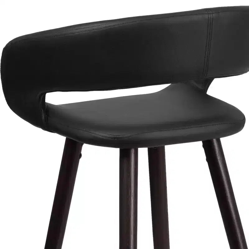 Emma and Oliver Set di 2 Sgabelli da Bar Contemporanei Alti 73,6 cm in Vinile con Struttura in Legno Color Cappuccino