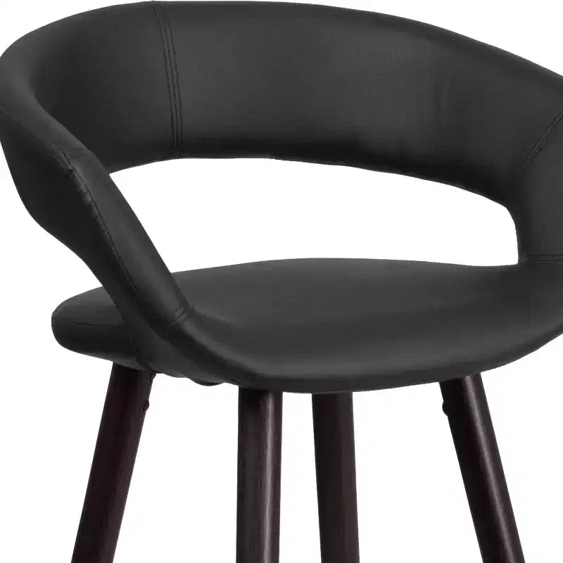Emma and Oliver Set di 2 Sgabelli da Bar Contemporanei Alti 73,6 cm in Vinile con Struttura in Legno Color Cappuccino